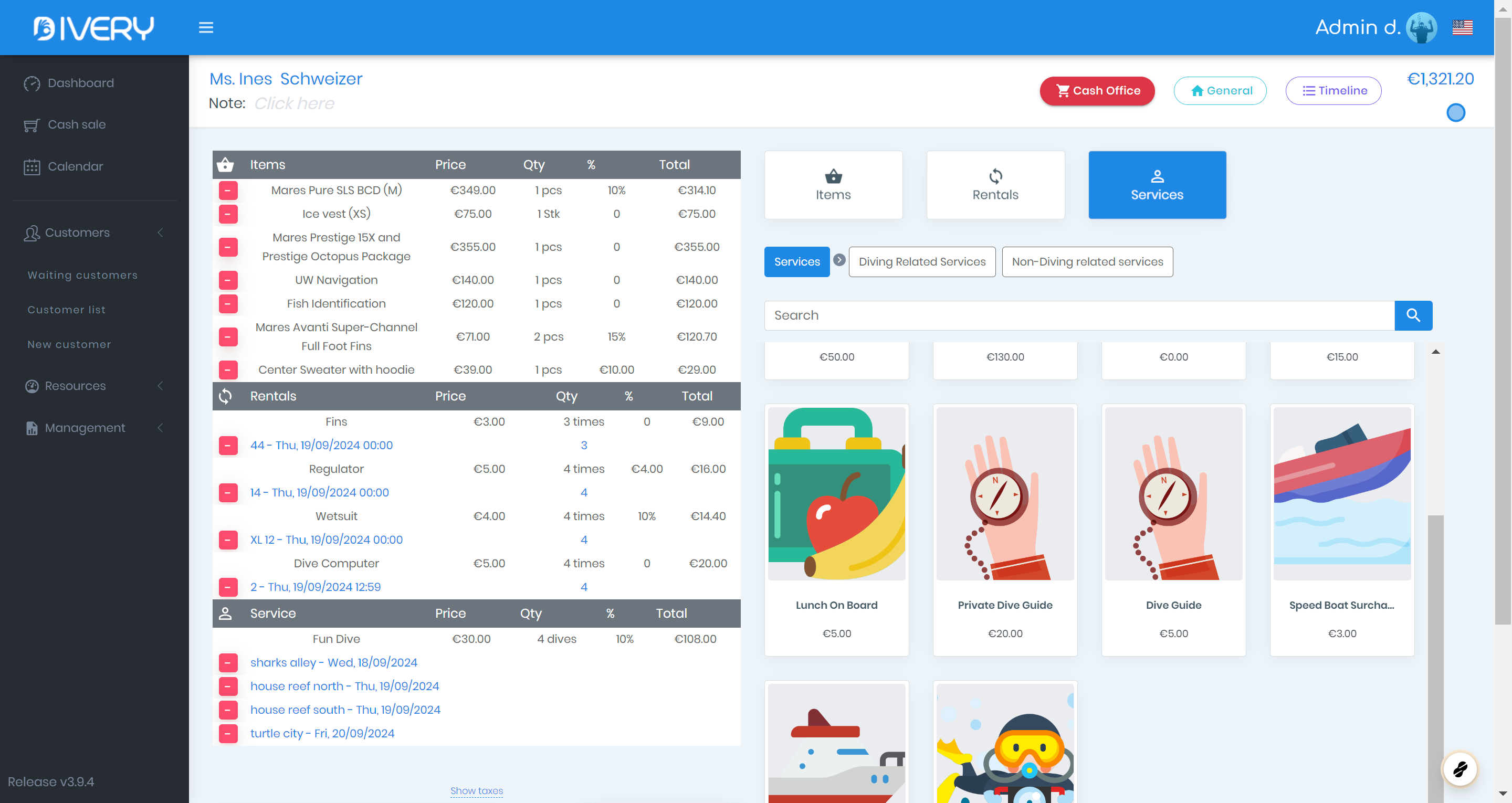 Go to the shopping cart of the customer where you want to make changes